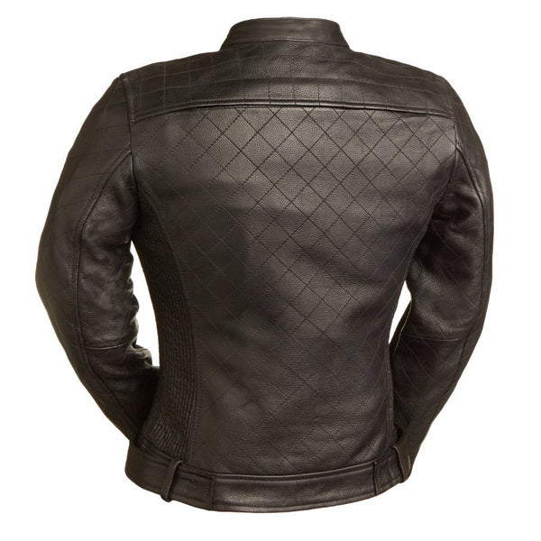 Queen of Diamonds Women's Sheepskin Leather Motorcycle Jacket