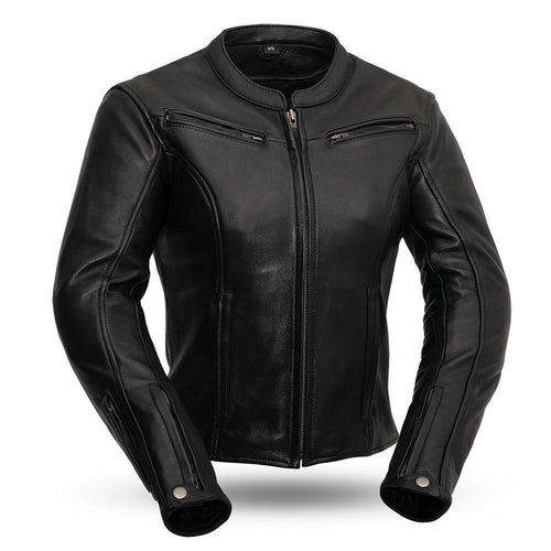 First MFG Speed Queen Women's Naked Cowhide Leather Motorcycle Jacket