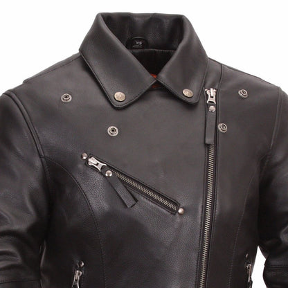 First MFG Scarlett Star Women's Cowhide Leather Motorcycle Jacket