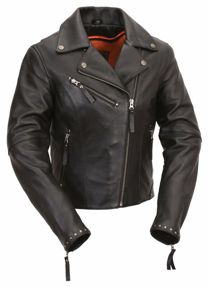 First MFG Scarlett Star Women's Cowhide Leather Motorcycle Jacket