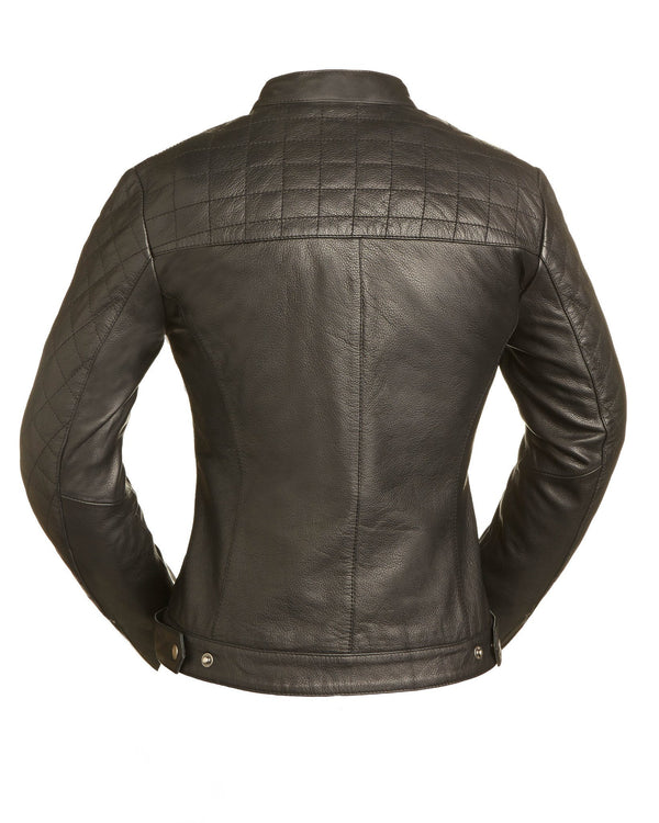 Black Diamonds Women's Cow Skin Leather Motorcycle Jacket