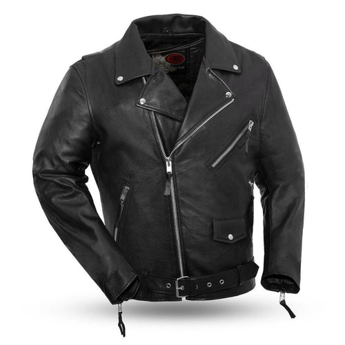 First MFG Co. Fillmore Mens Black Motorcycle Leather Jacket