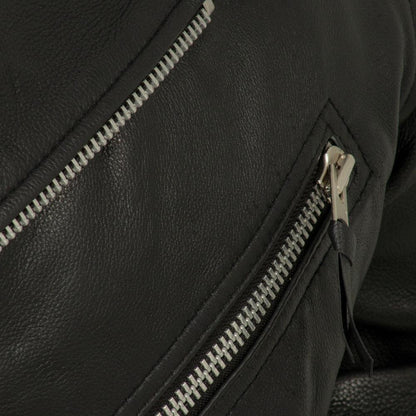 First MFG Co. Fillmore Mens Black Motorcycle Leather Jacket