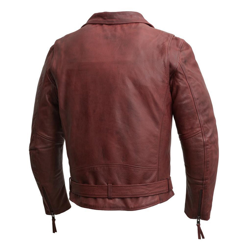 First MFG Co. Fillmore Oxblood Mens Real Cowhide Motorcycle Leather Jacket