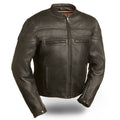 Stakes Racer Black Motorcycle Leather Jacket For Men 