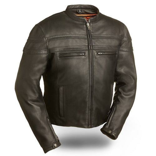 Stakes Racer Black Motorcycle Leather Jacket For Men 