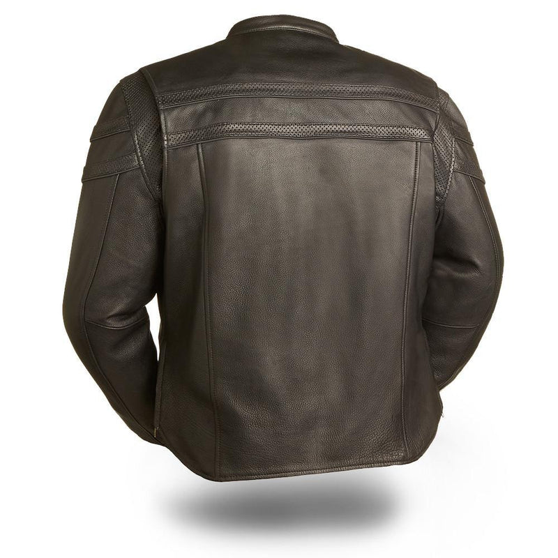 Stakes Racer Black Motorcycle Leather Jacket For Men 