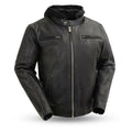 First MFG Co. Street Cruiser Black Cowhide Leather Motorcycle Jacket Mens