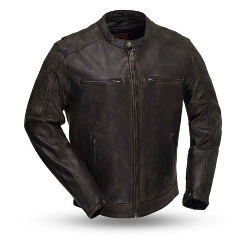 Hipster Mens Real Sheep Dutch Motorcycle Leather Jacket By First MFG Co. 