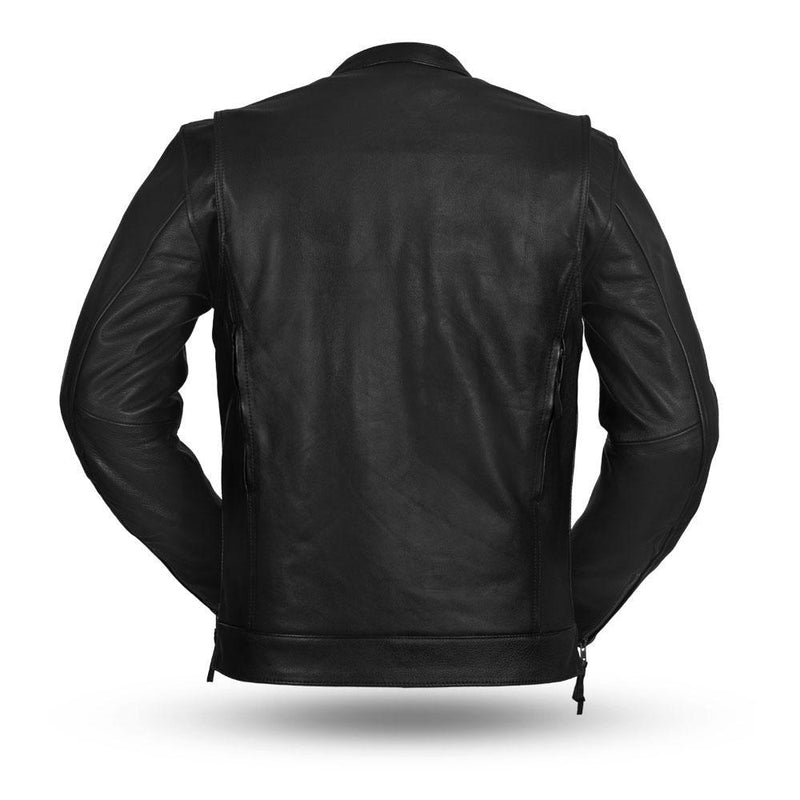 The Raider Mens Black Motorcycle Real Cowhide Leather Jacket By First MFG Co.