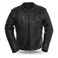 Revolt Cowhide Mens Black Motorcycle Leather Jacket By First MFG Co.