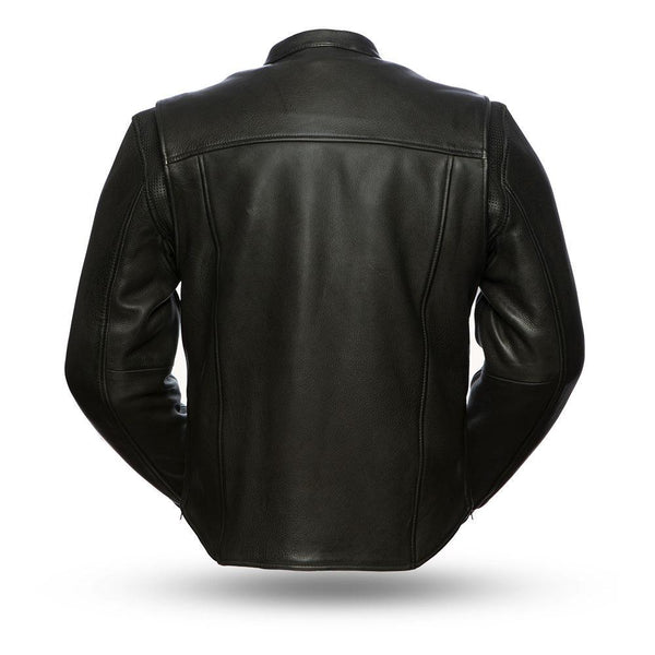 Revolt Cowhide Mens Black Motorcycle Leather Jacket By First MFG Co.