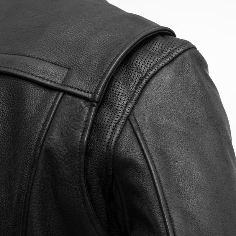 Revolt Cowhide Mens Black Motorcycle Leather Jacket By First MFG Co.