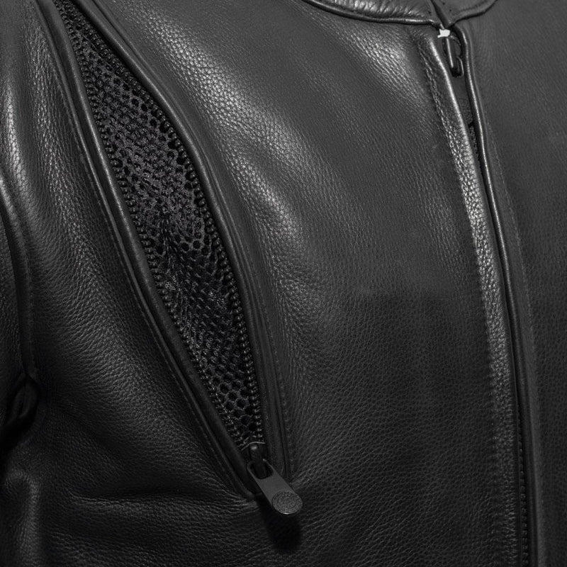 CaseUp Mens Black Real Cowhide Motorcycle Leather Jacket 