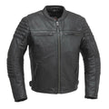 First Manufacturing Co. Commuter Mens Black Cowhide Motorcycle Leather Jacket