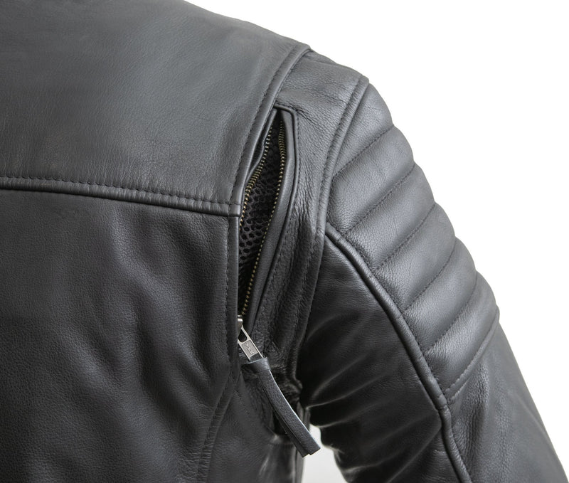 First Manufacturing Co. Commuter Mens Black Cowhide Motorcycle Leather Jacket