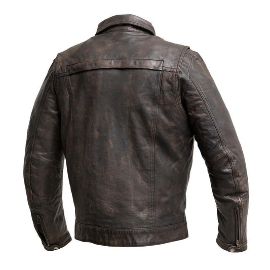 Villain Men's Black Cow Dutch Leather Motorcycle Jacket By First MFG Co. 