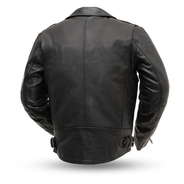 First MFG Co. Enforcer Mens Black Real Cowhide Leather Motorcycle Jacket