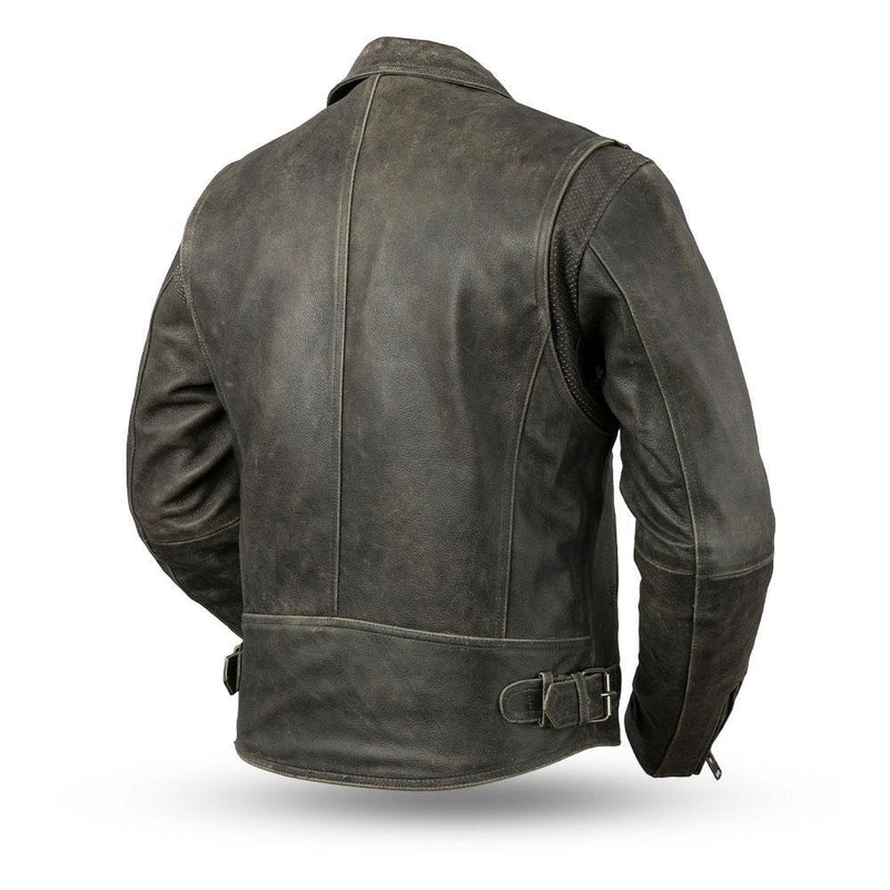 First MFG Co. Enforcer Mens Black Real Cowhide Leather Motorcycle Jacket