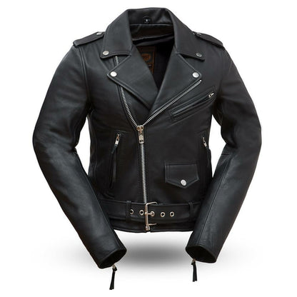 First Manufacturing Rockstar Ladies Leather Motorcycle Jacket