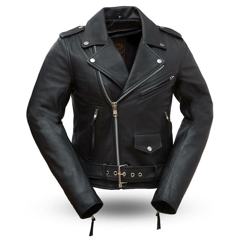 Billy Genuine Cowhide Leather Women's Black Motorcycle Jacket