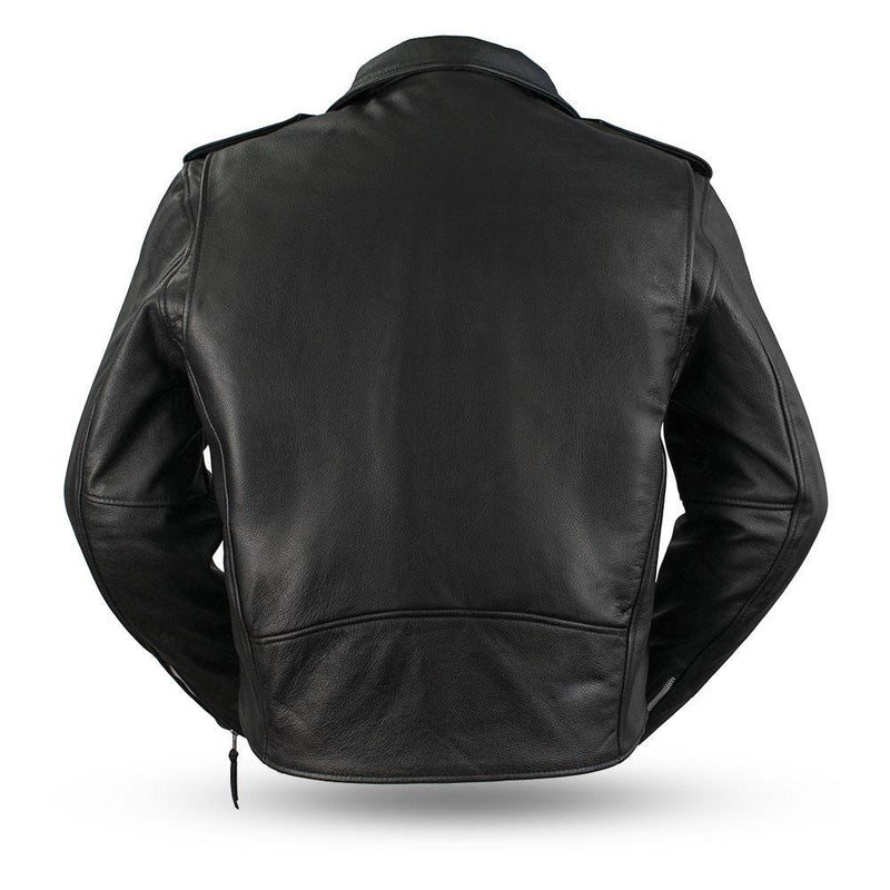 Superstar Mens Black Real Motorcycle Leather Jacket By First MFG Co. 