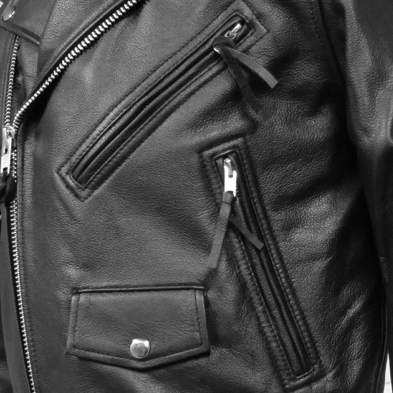 Superstar Mens Black Real Motorcycle Leather Jacket By First MFG Co. 