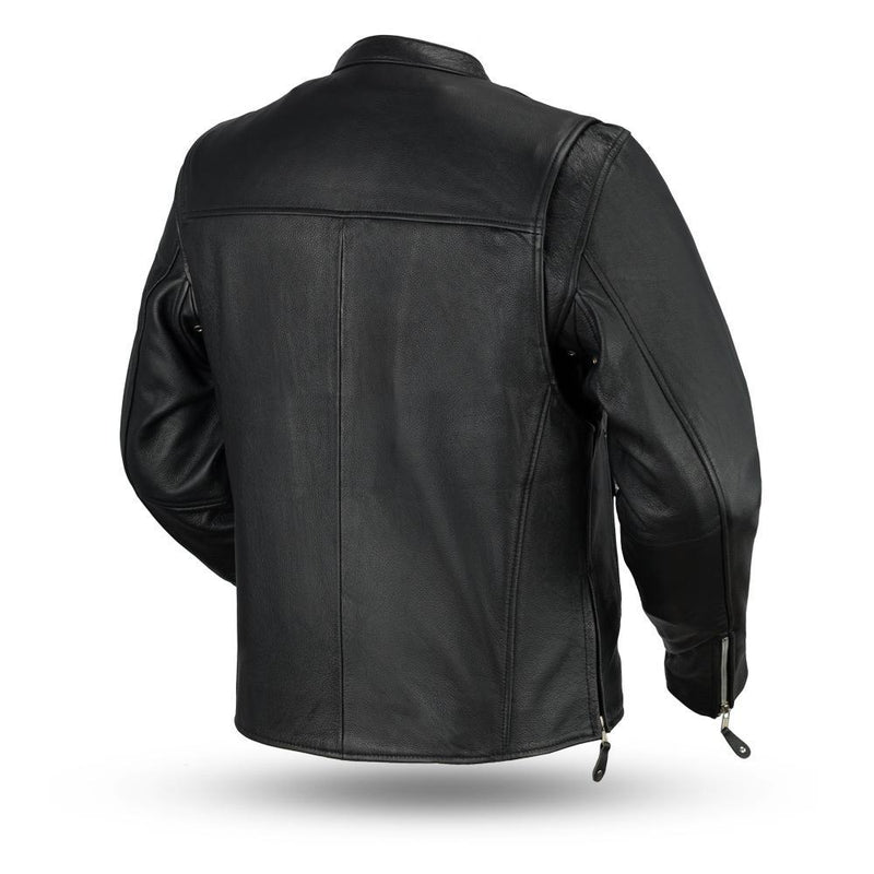 Ace Clean Cafe Style Mens Real Leather Jacket By First MFG Co. 