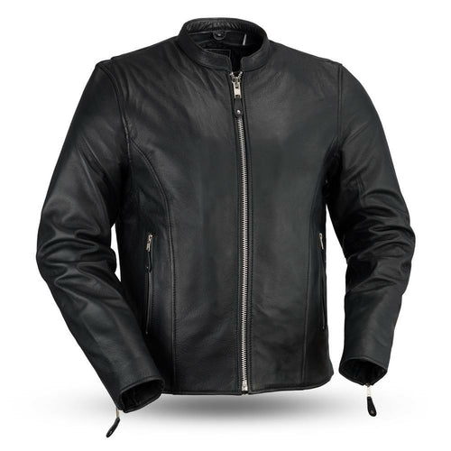 Ace Clean Cafe Style Mens Real Leather Jacket By First MFG Co. 