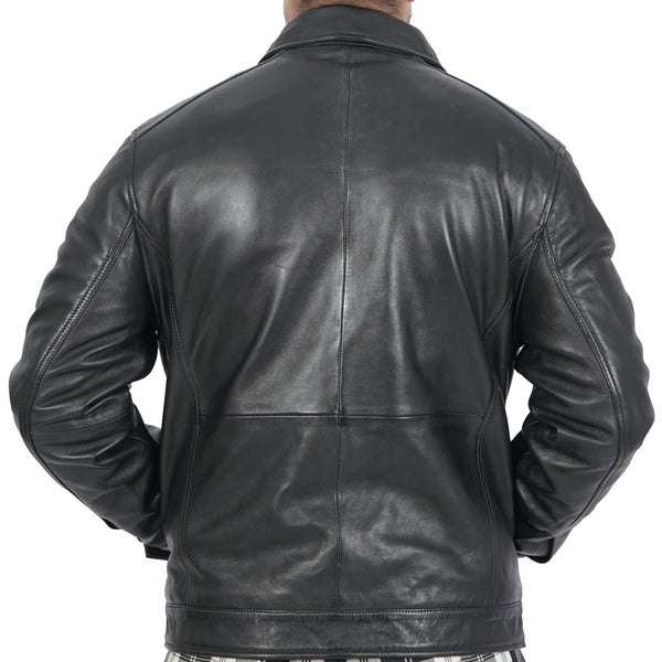 Boston Harbour George Classic Casual Mens Black Leather Jacket