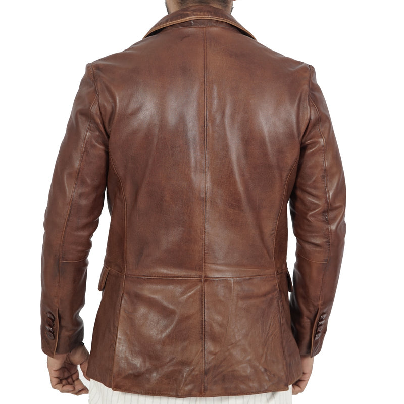 Harper Mens Brown Sheep Leather Blazer Jacket