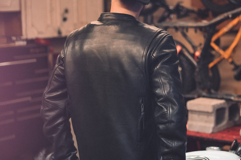 The Raider Mens Black Motorcycle Real Cowhide Leather Jacket By First MFG Co.