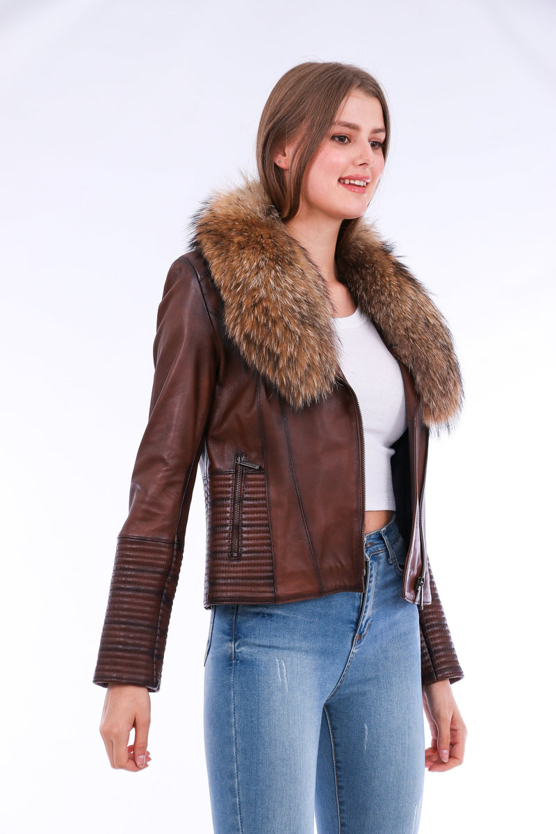 Ravenna Stylish Cropped Leather Jacket for Women