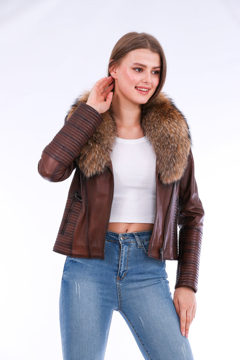 Ravenna Stylish Cropped Leather Jacket for Women