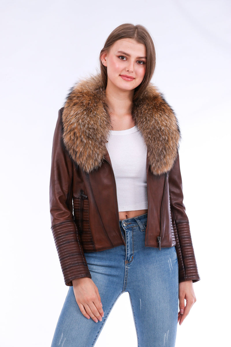 Ravenna Stylish Cropped Leather Jacket for Women