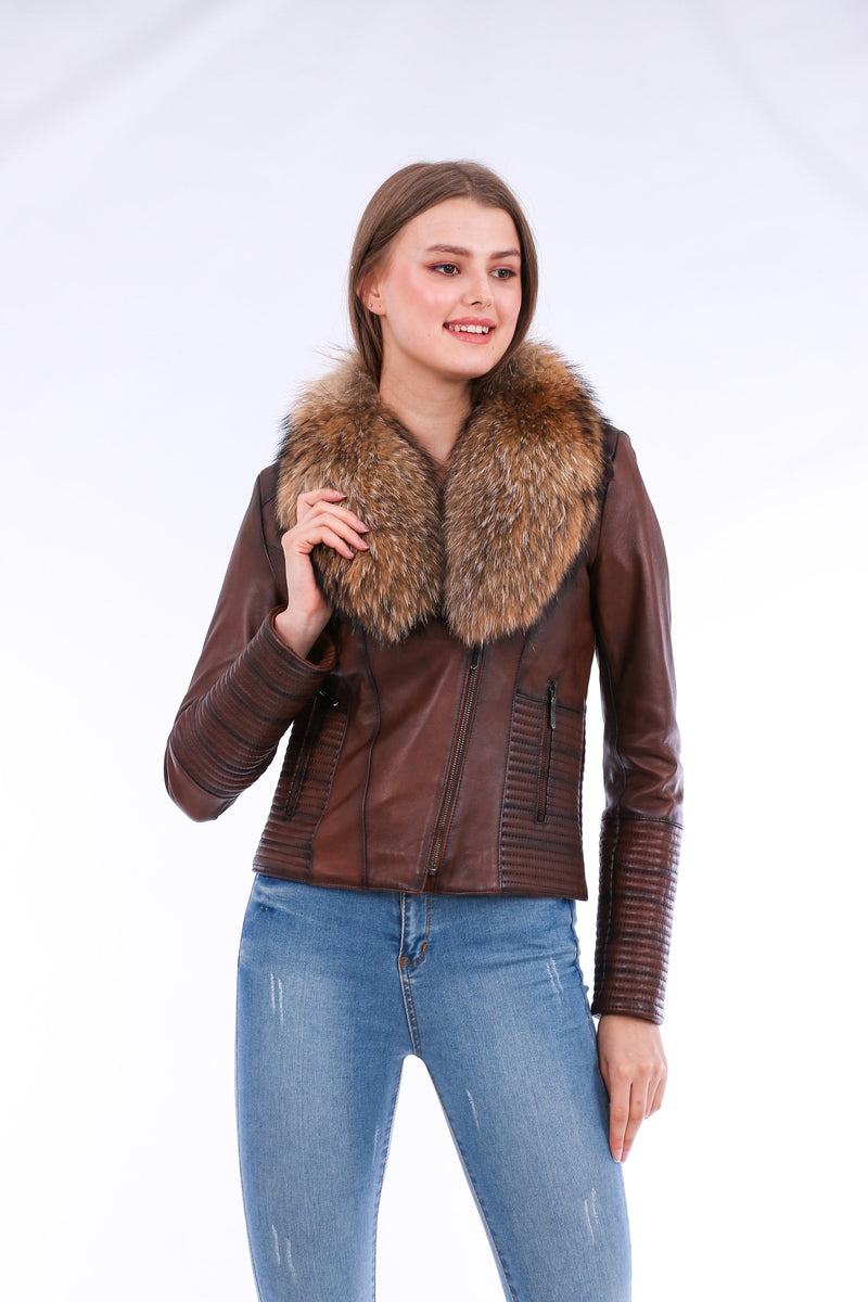 Ravenna Stylish Cropped Leather Jacket for Women