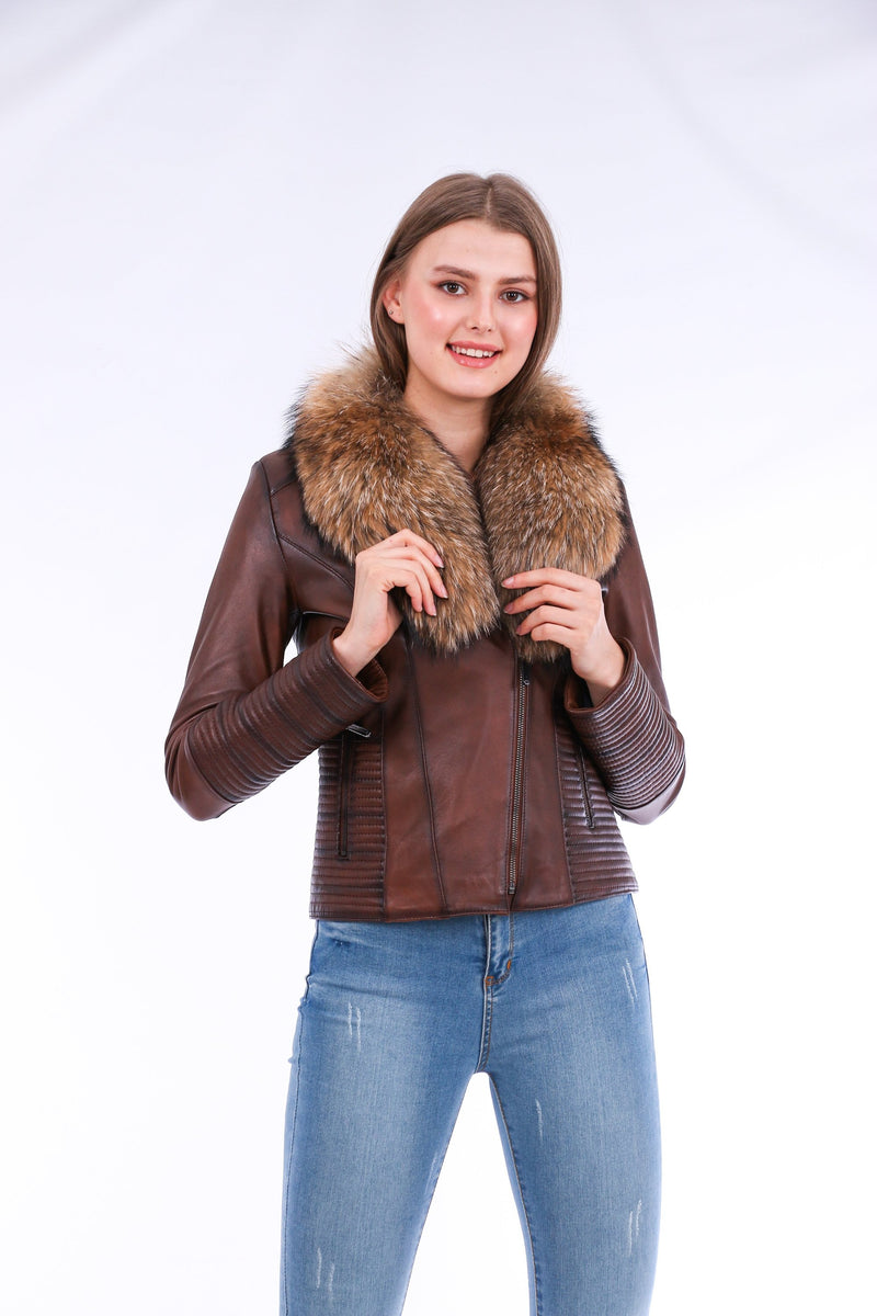 Ravenna Stylish Cropped Leather Jacket for Women