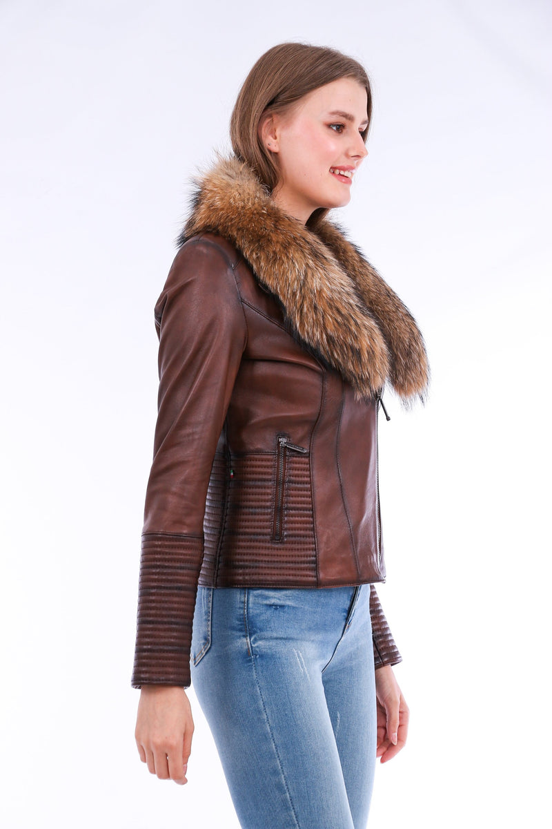 Ravenna Stylish Cropped Leather Jacket for Women