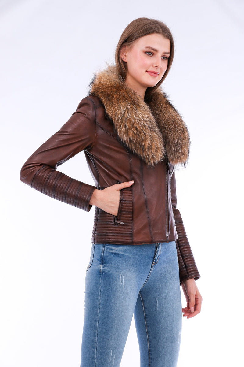 Ravenna Stylish Cropped Leather Jacket for Women