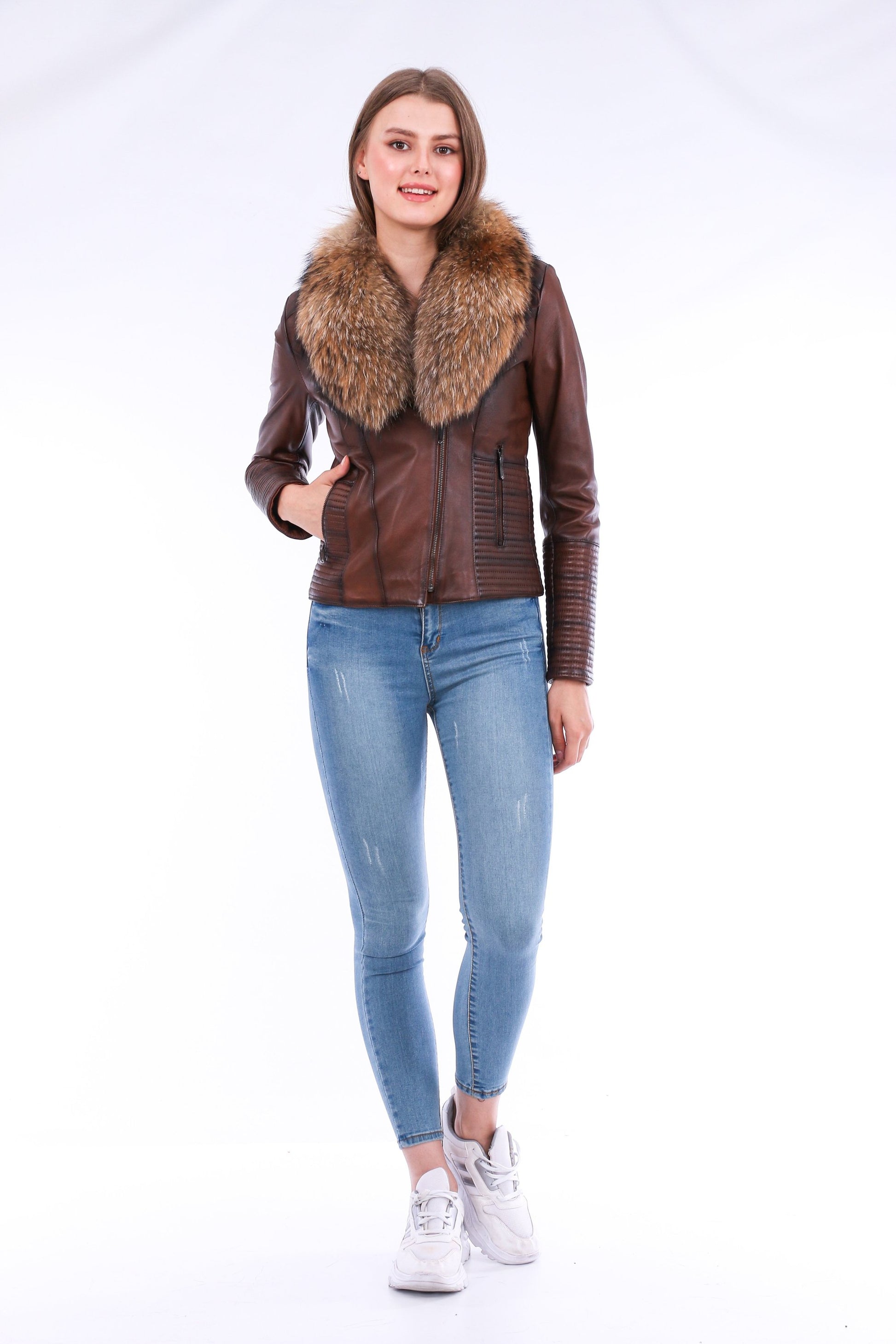 Ravenna Stylish Cropped Leather Jacket for Women