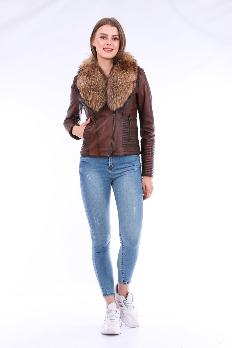 Ravenna Stylish Cropped Leather Jacket for Women