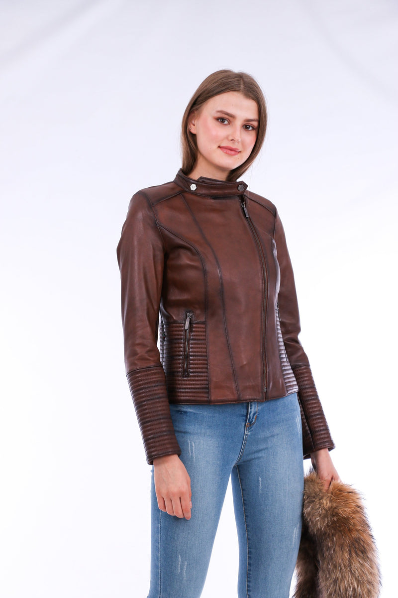 Ravenna Stylish Cropped Leather Jacket for Women