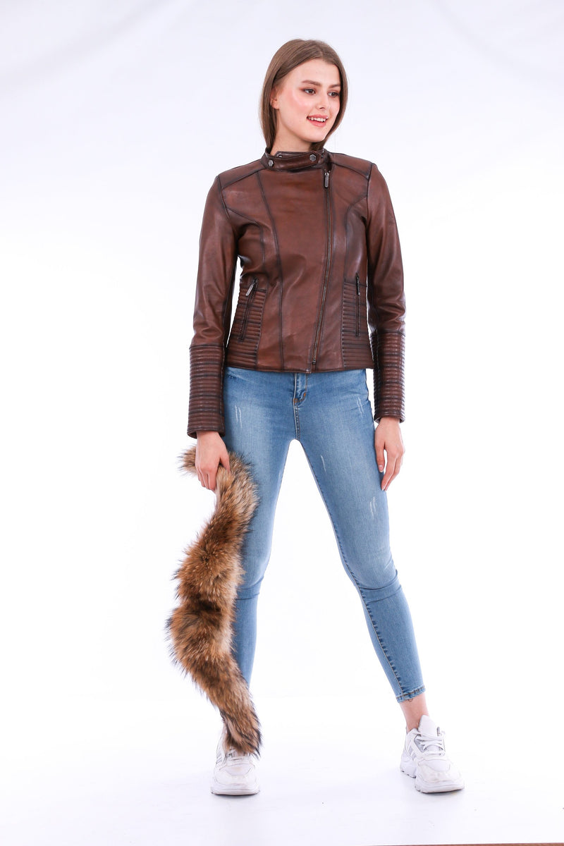 Ravenna Stylish Cropped Leather Jacket for Women