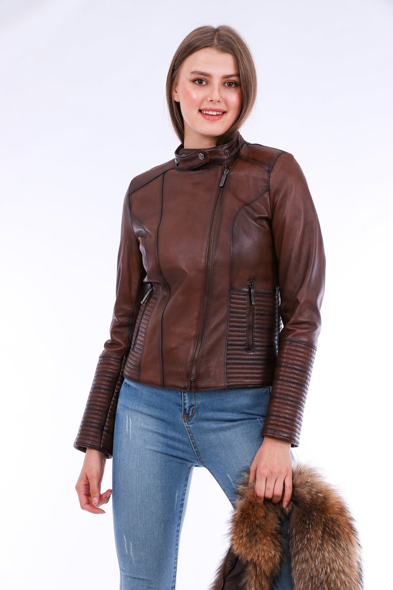 Ravenna Stylish Cropped Leather Jacket for Women