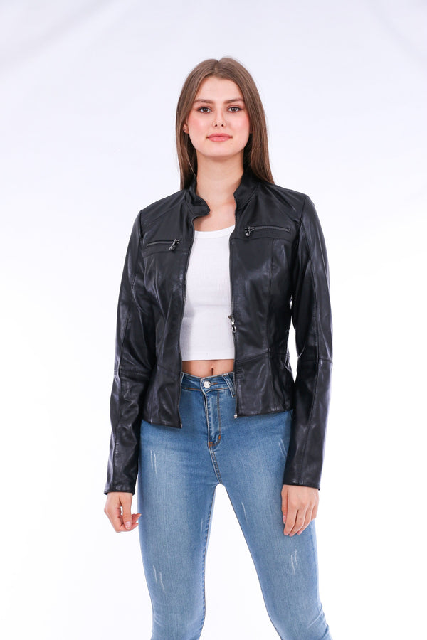 Venici Leather Bike Jacket for Womens