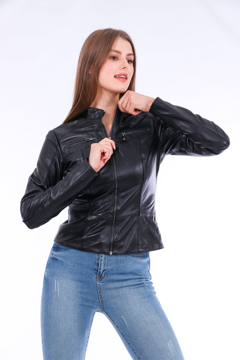 Venici Leather Bike Jacket for Womens