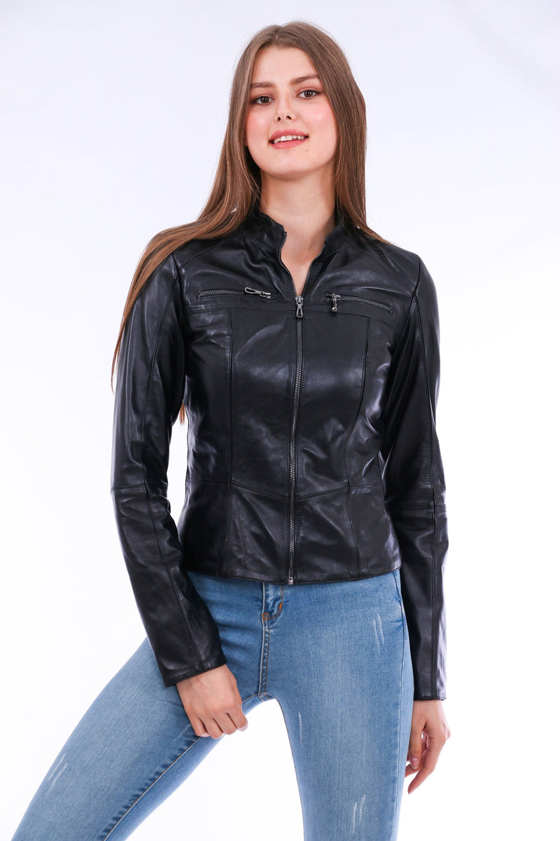 Venici Leather Bike Jacket for Womens