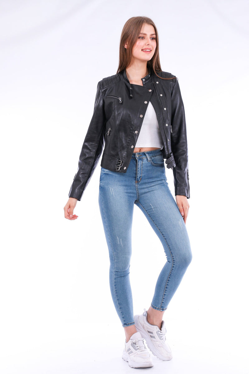 Rovigo Black Leather Jacket for Women