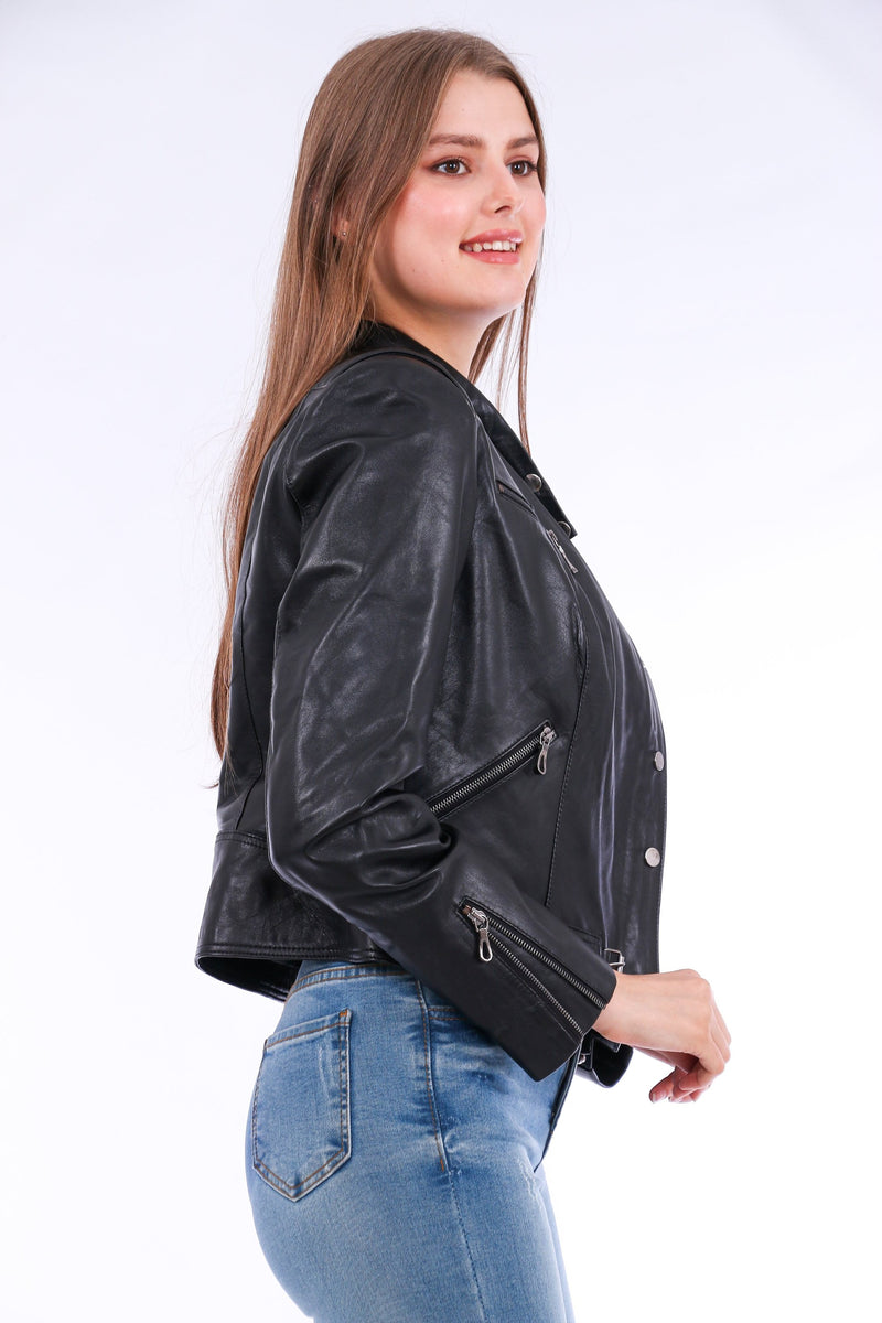 Rovigo Black Leather Jacket for Women