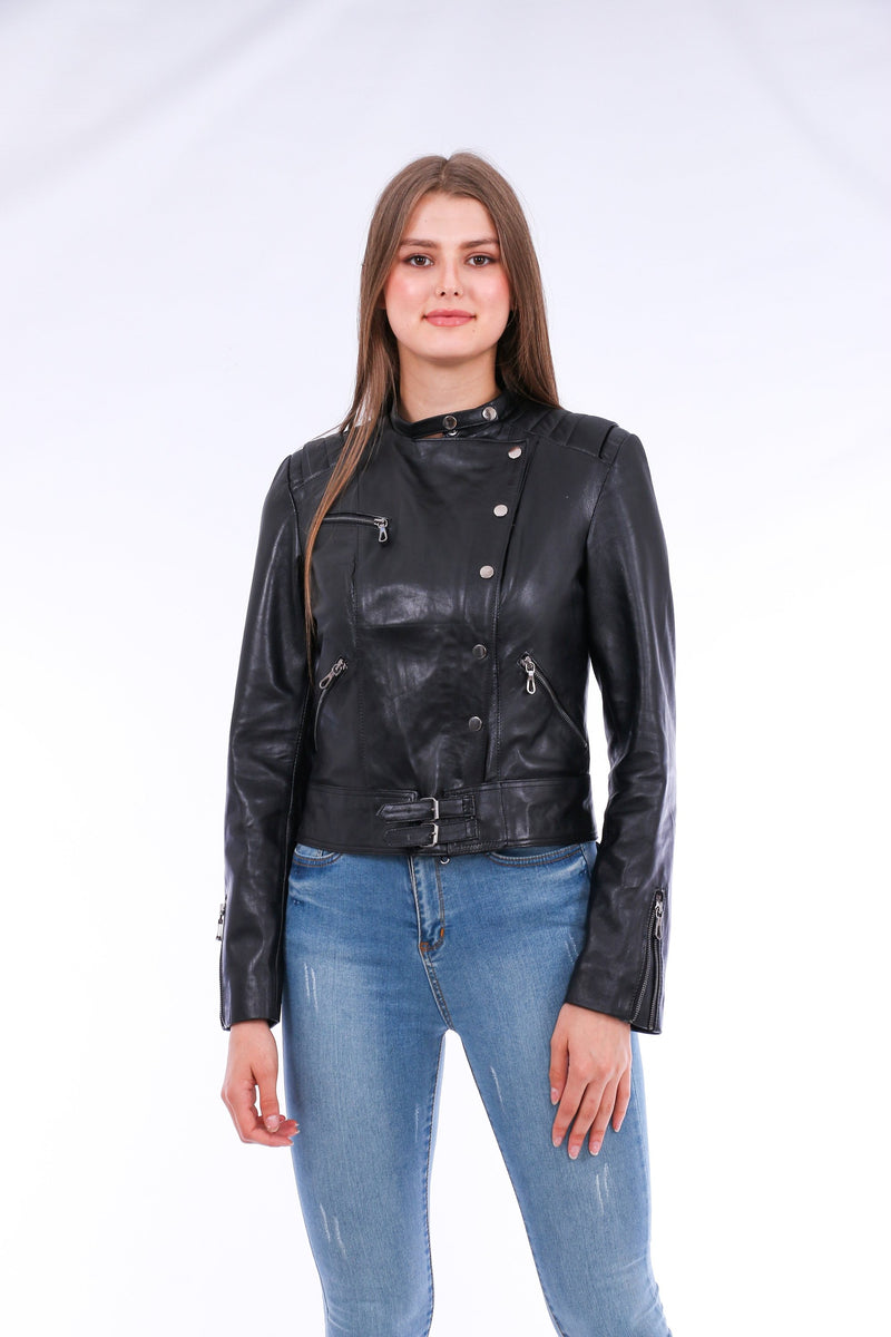 Rovigo Black Leather Jacket for Women